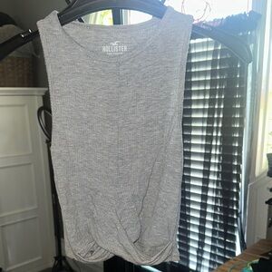 Hollister Gray Tie Front Muscle Tee Tank Top